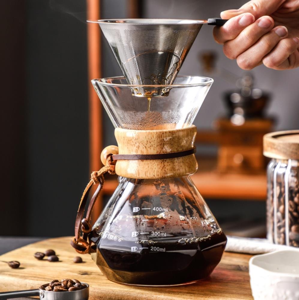 Coffee Equipment Pour Over - Caffettiera in vetro con filtro in
